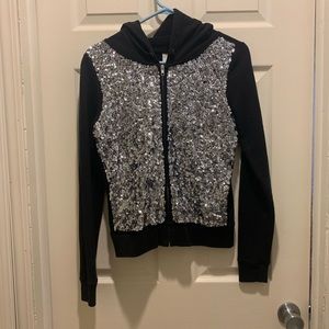 Sequin zip up hoodie